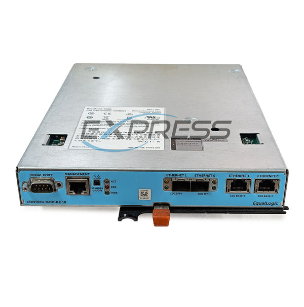 A front view of a EqualLogic Type 18 SAS/NL-SAS/SSD Controller with multiple ports and interfaces.