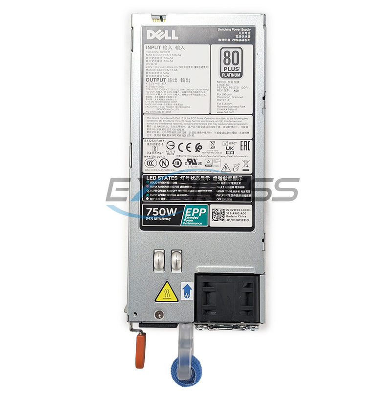 Dell S52XX-ON EPP 750W Reverse Air Flow (RAF) Power Supply Unit (PSU) | V1FD0