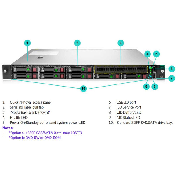 HPE ProLiant DL160 (G10) 5218 2.3GHz 16 Core 1P 16GB-R S100i 8SFF 500W PS Server | P35517-B21