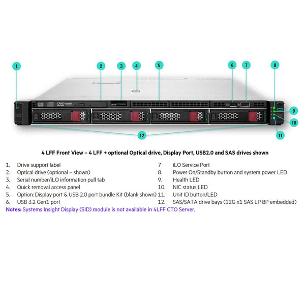 HPE ProLiant DL360 (G11) 4410Y 2.0GHz 12 Core 1P 32GB-R NC 4LFF