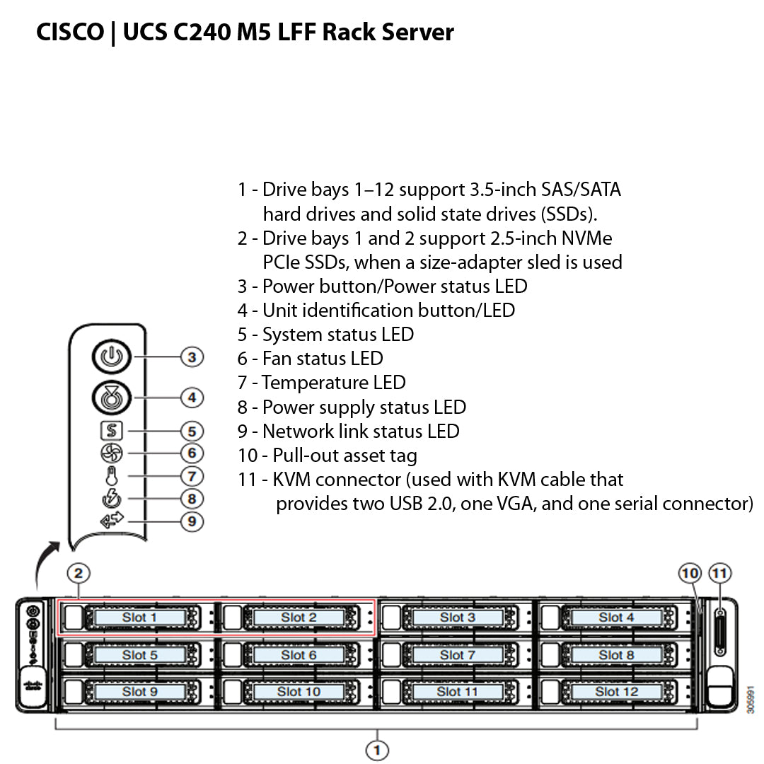 Cisco UCS C240 M5 12x 3.5" Rack Server Chassis | UCSC-C240-M5L