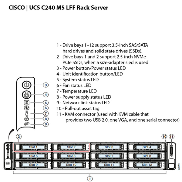 Cisco Ucs C240 M5 12X 3.5" Rack Server Chassis | UCSC-C240-M5L