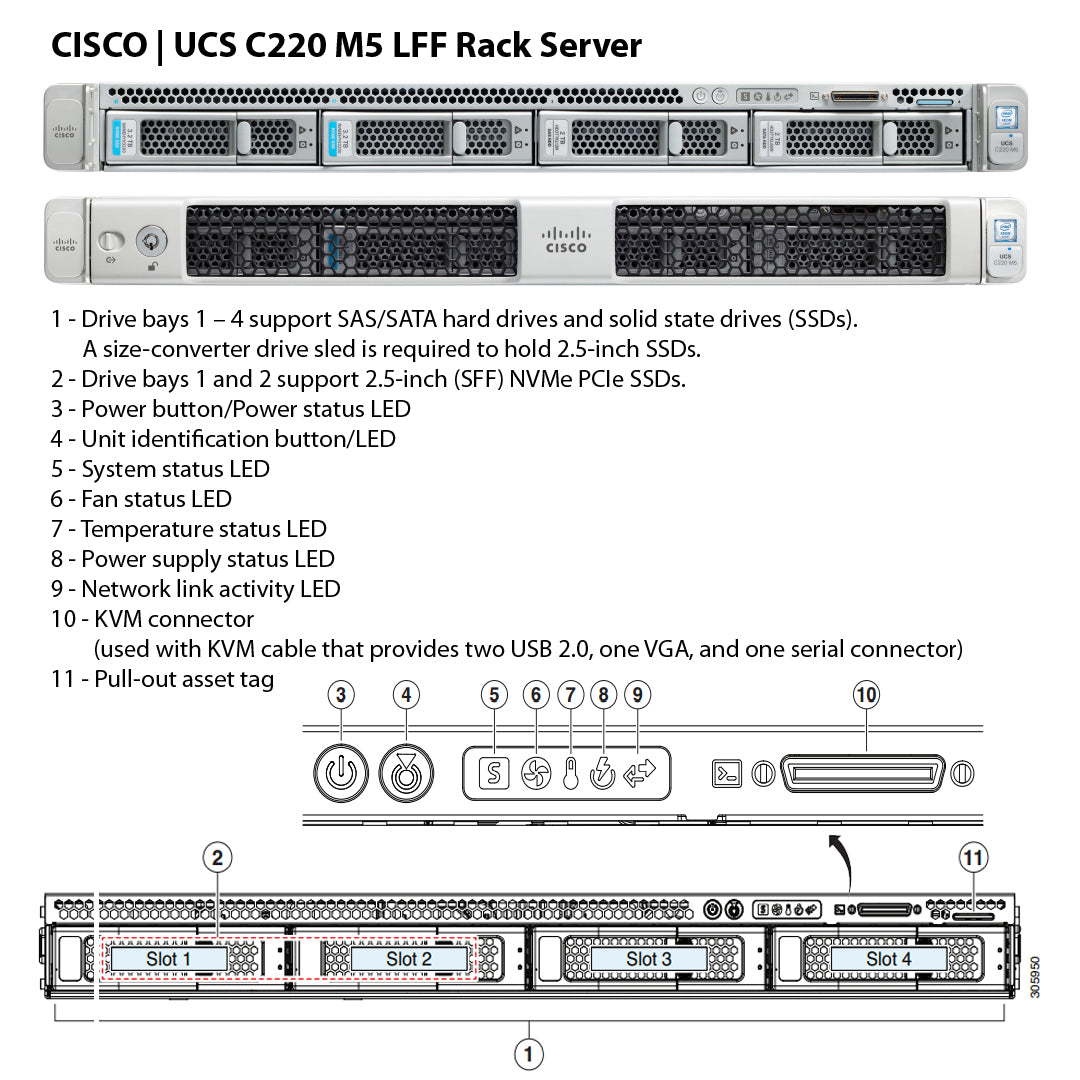 Cisco UCS C220 M5 4x 3.5" LFF Chassis | UCSC-C220-M5L