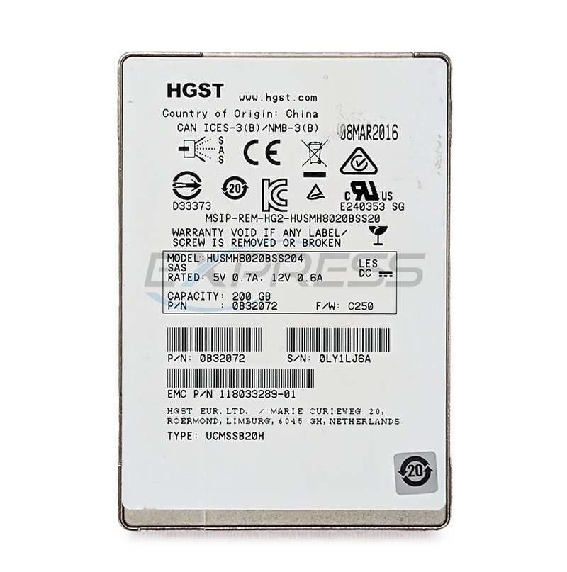 Hitachi 2.5" 200GB SAS 6Gbps SSD | HUSMH8020BSS204