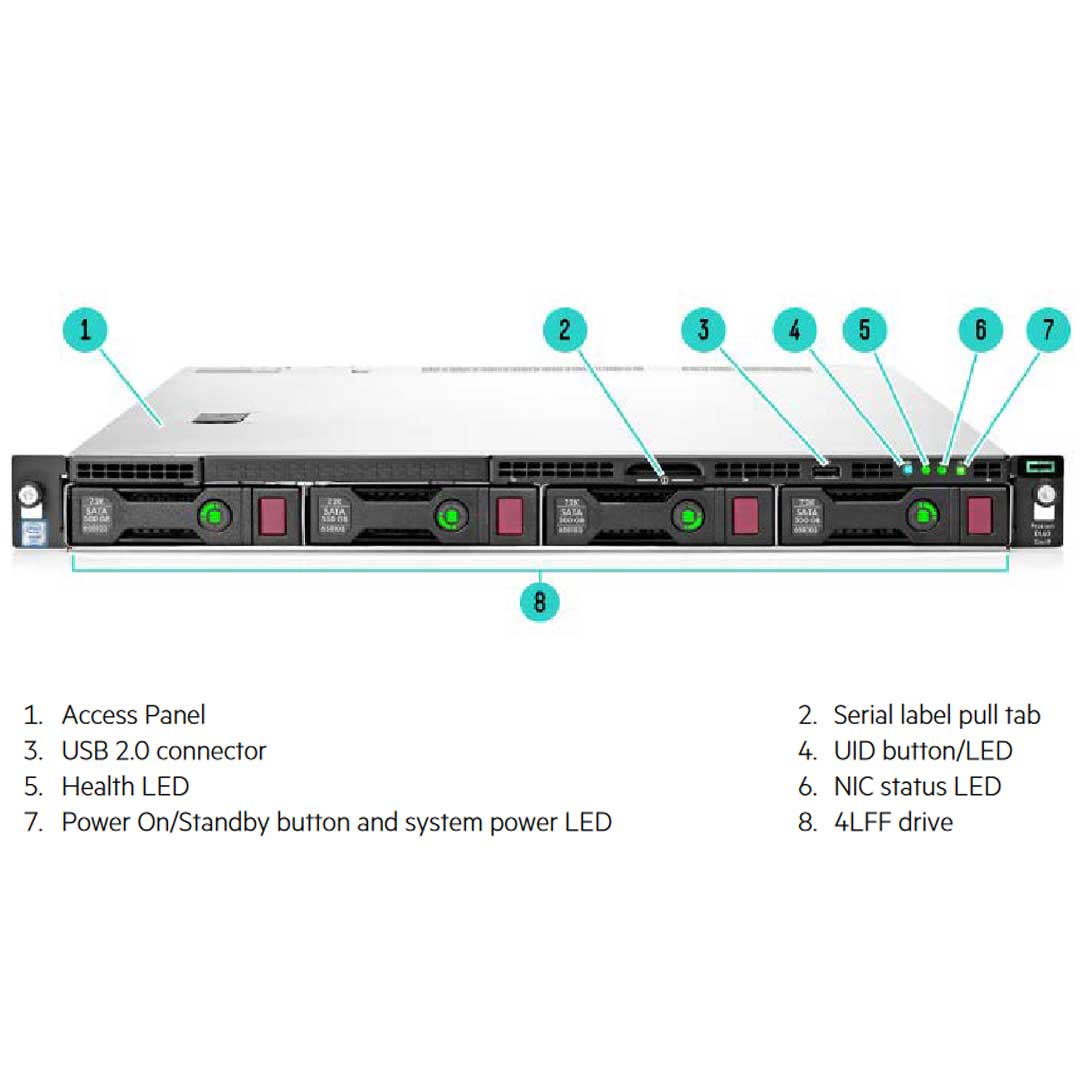 HPE ProLiant DL60 (G9) E5-2603V4 8GB-R B140i 4LFF NHP SATA 550W PS Entry Server | 830012-B21