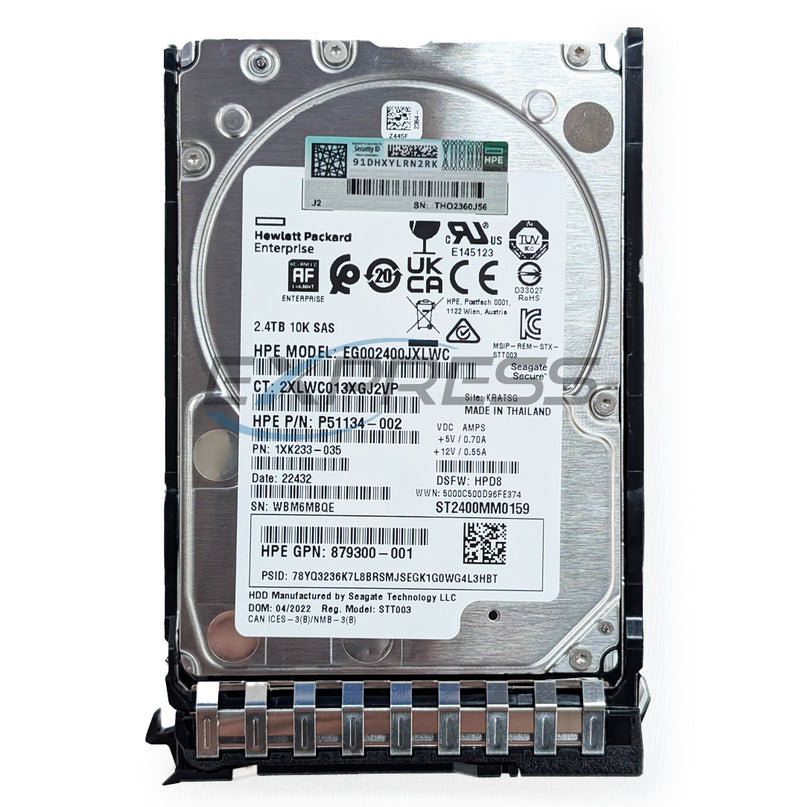 HPE 2.5" 2.4TB 10K SAS 12Gbps Mission Critical BC ISE HDD (EG002400JXLWC) | P51134-002
