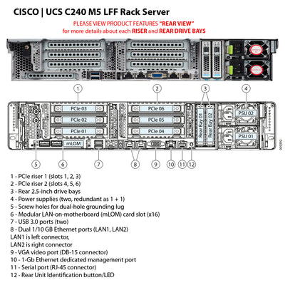 Cisco UCS C240 M5 12x 3.5" Rack Server Chassis | UCSC-C240-M5L