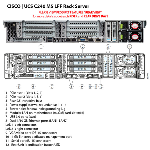 Cisco Ucs C240 M5 12X 3.5" Rack Server Chassis | UCSC-C240-M5L