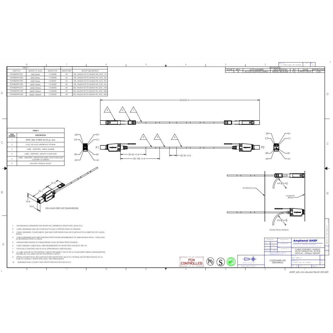 NetApp X66042A - 3m Data Cable with Plug MiniSAS HD/MiniSAS HD | miniSAS HD/miniSAS HD, AOC,