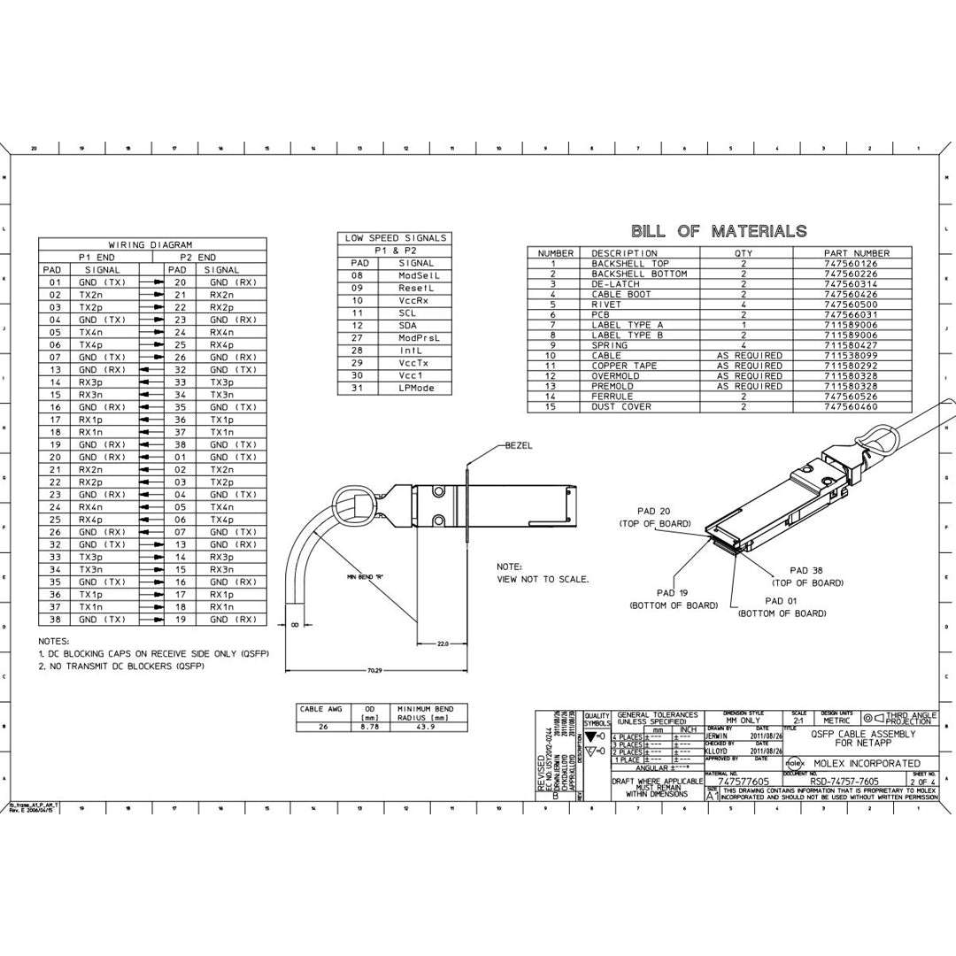 NetApp X6559-R6 - 5m Data Cable with Plug QSFP/QSFP | SAS Cntlr-Shelf/Shelf-Shelf/HA,
