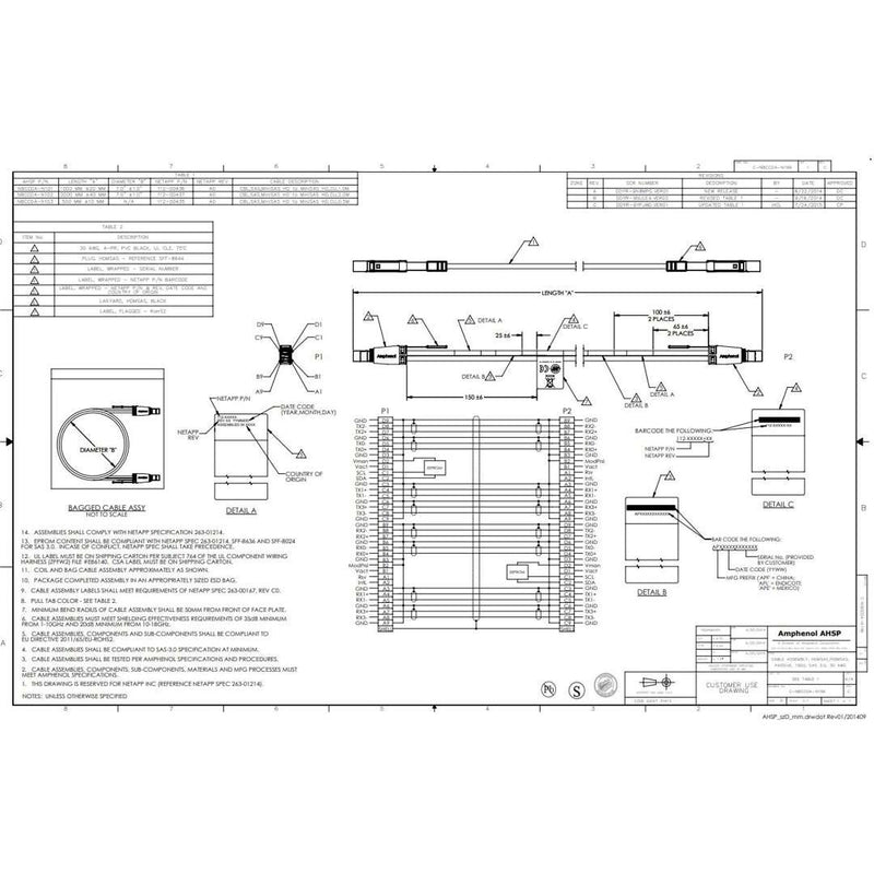 NetApp X-26004-00 - 1m Data Cable with Plug MiniSAS HD/MiniSAS HD | miniSAS HD-miniSAS HD, SAS3,