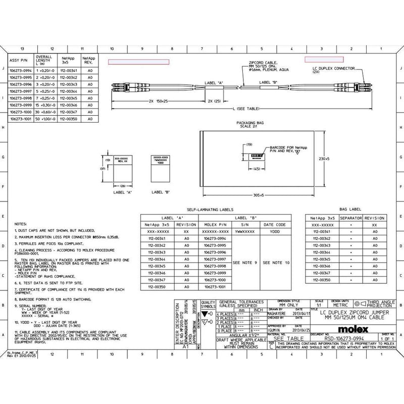 NetApp X66250-15 - 15m size_50µmData Cable with Plug LC/LC | Opt, OM4, 50µm, LC/LC,