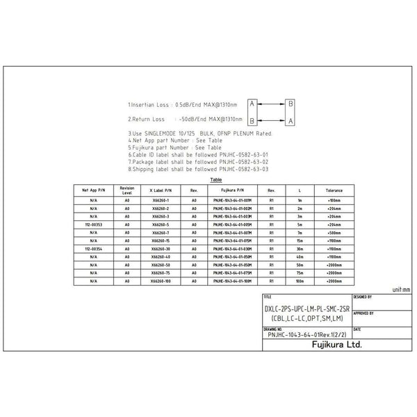 NetApp X66260-30 - 30m Data Cable with Plug LC/LC | OS2, LC/LC,
