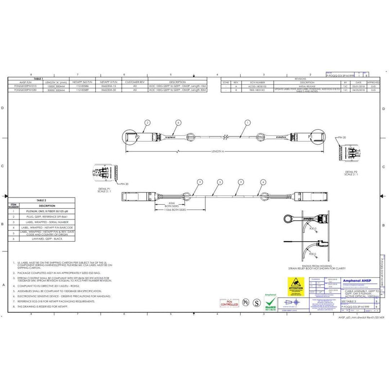 NetApp X66220A-15 - 15m Data Cable with Plug QSFP28/QSFP28 | QSFP28-QSFP28, AOC,