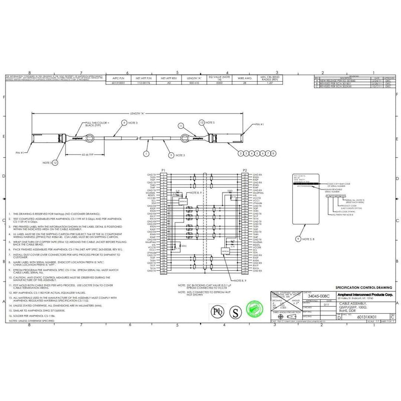 NetApp NO_FRU_Mellanox_MFS1S00-V010E_10m - 10m Data Cable with Plug QSFP56/QSFP56 | NO_FRU_Mellanox_MFS1S00-V010E_