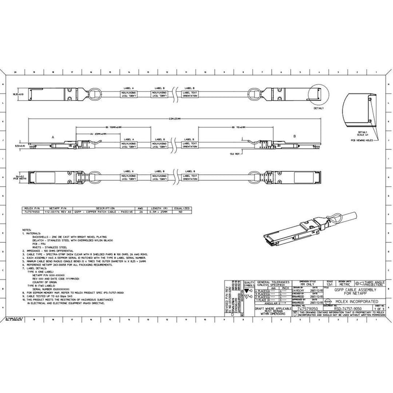 NetApp NO_FRU_Mellanox_MFS1S00-V010E_10m - 10m Data Cable with Plug QSFP56/QSFP56 | NO_FRU_Mellanox_MFS1S00-V010E_