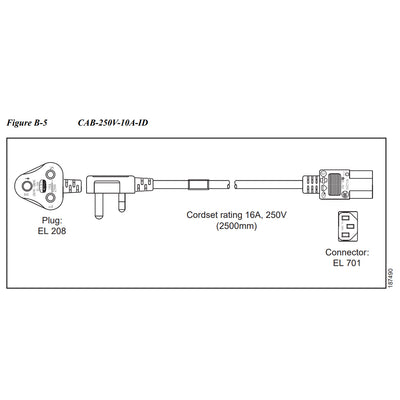 Cisco 250V, 10A, Power Cable (India) | CAB-250V-10A-ID