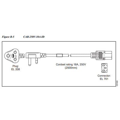 Cisco 250V, 10A, Power Cable (India) Spare Part | CAB-250V-10A-ID=