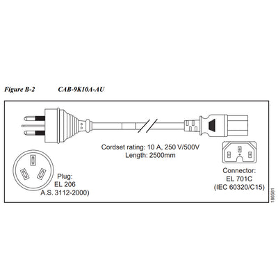 Cisco 250VAC 10A 3112 Plug, AUStralia Power Cable | CAB-9K10A-AU
