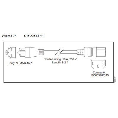Cisco 200/240V 6A, North America Power Cable | CAB-N5K6A-NA