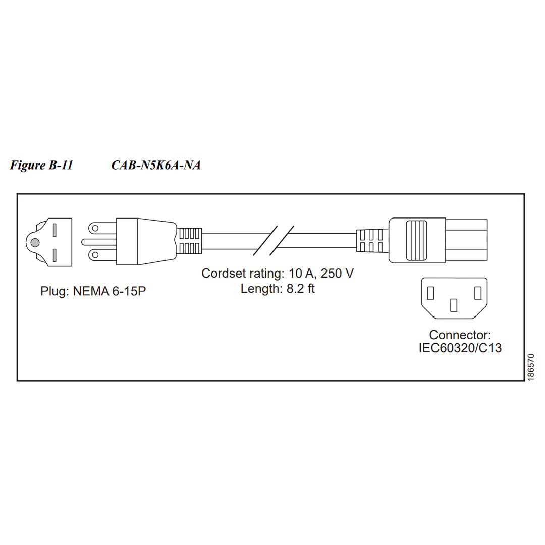 CAB-N5K6A-NA | Power Cord, 200/240V 6A, North America Power Cable