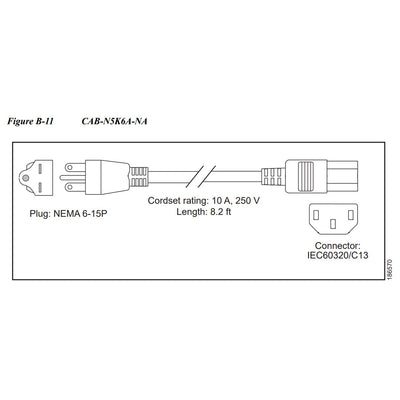 Cisco 200/240V 6A, North America Power Cable Spare Part | CAB-N5K6A-NA=