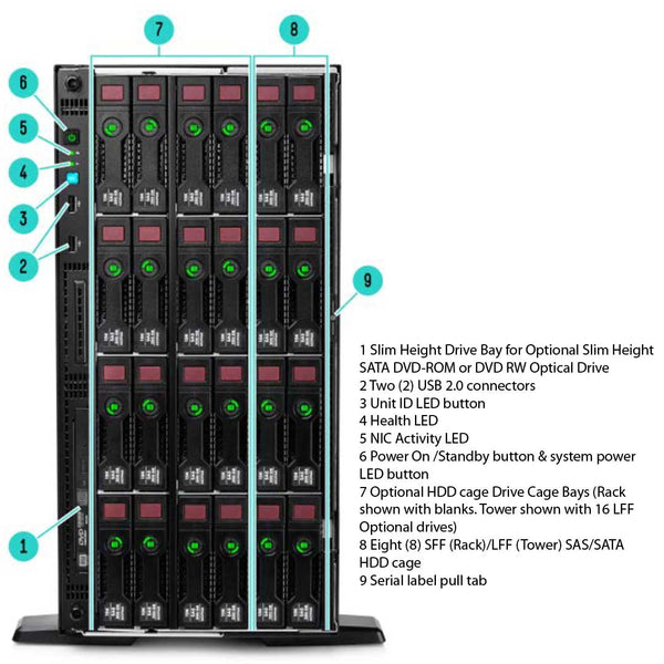 754537-B21 | HPE ProLiant ML350 Gen9 8 LFF Tower Server Chassis