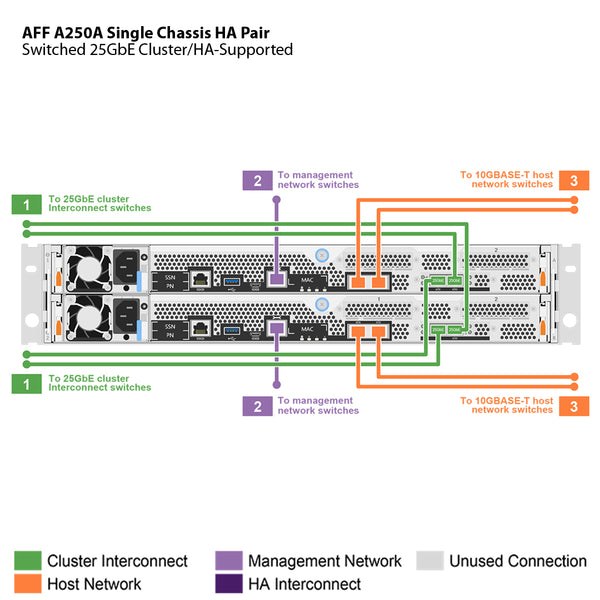 NetApp AFF A250 Single Chassis HA Pair Filer Head (AFF-A250A)
