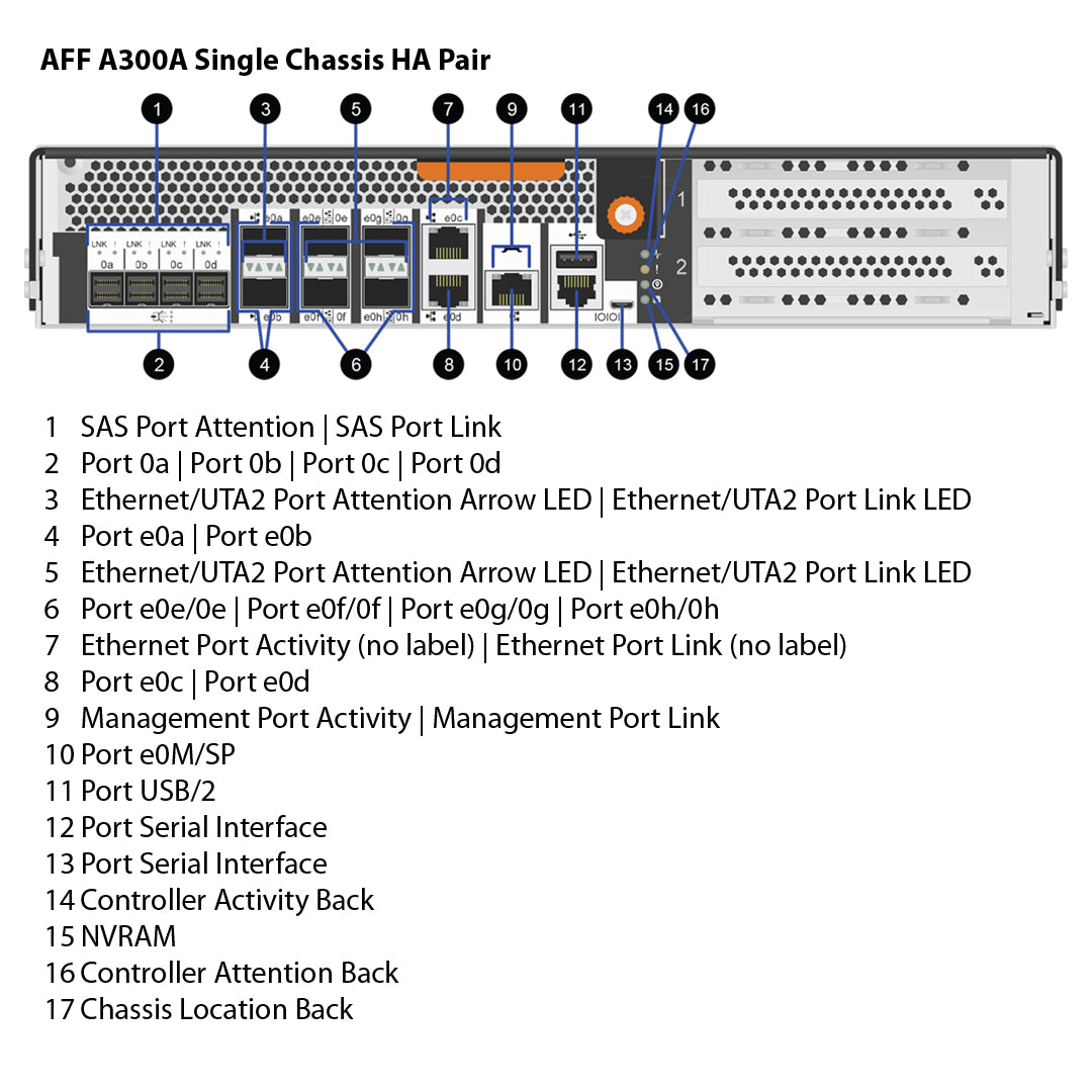 NetApp AFF A300 Single Chassis HA Pair Filer Head (AFF-A300A)