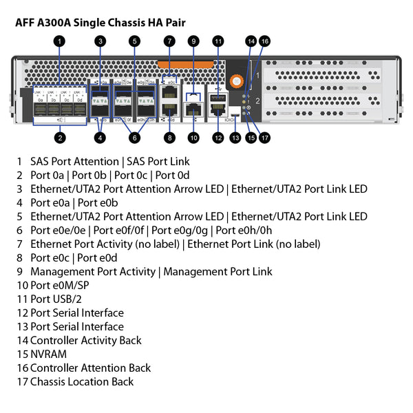 NetApp AFF A300 Single Chassis HA Pair Filer Head (AFF-A300A)