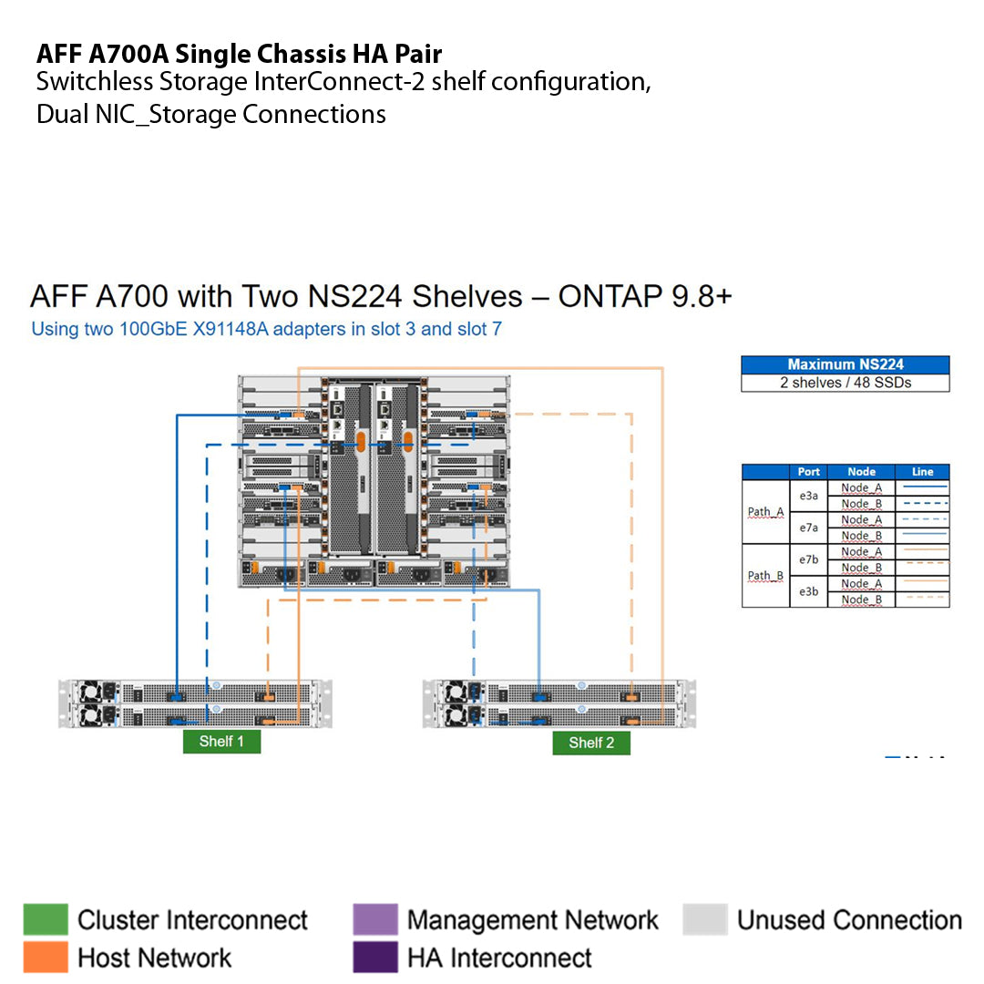 NetApp AFF A700 Single Chassis HA Pair Filer Head (AFF-A700A)