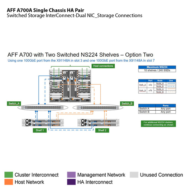 NetApp AFF A700 Single Chassis HA Pair Filer Head (AFF-A700A)