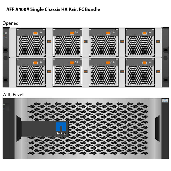 NetApp AFF A400A Single Chassis HA Pair, FC Bundle Filer Head (AFF A400A-004)