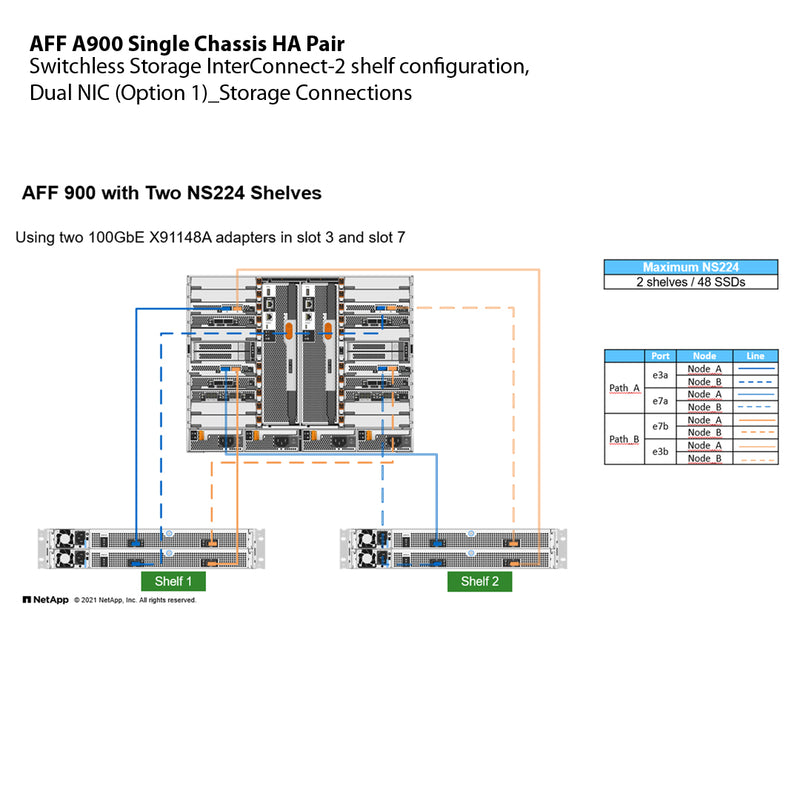 NetApp AFF A900 Single Chassis HA Pair Filer Head (AFF-A900A)
