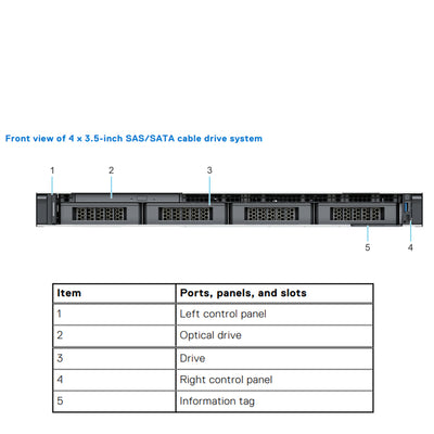 Cabled 4X3.5" Sas/Sata (Hdd/Ssd) | Dell PowerEdge R250 Chassis